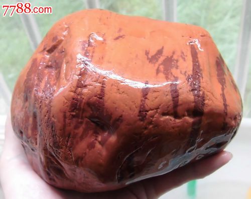 小石头彩石花石头柿子红碧玉图纹打磨石原料鱼缸桌面摆放把玩天然点缀