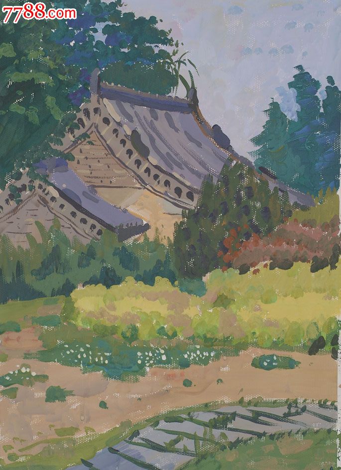 品种: 水粉/水彩原画-水粉/水彩原画 属性: 水粉原画,,建筑风景,,年代