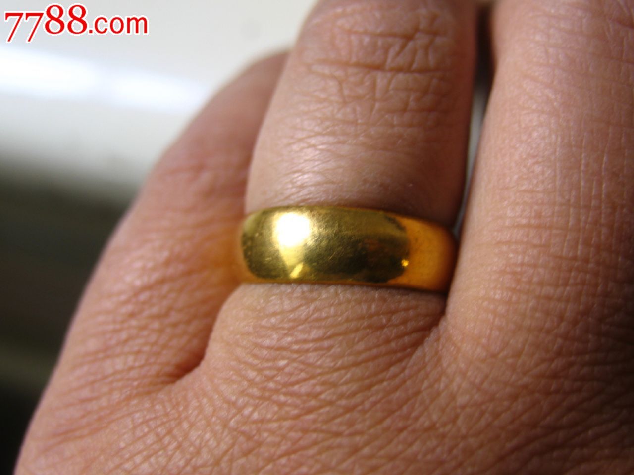 带款民国足金古董韭菜边光板戒指,不真不老可退