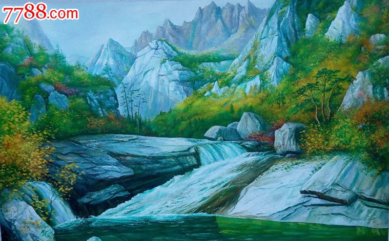 朝鲜功勋画家金勋风景油画金刚山