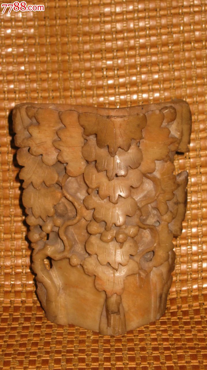 青田石雕笔筒,高11cm_其他石器_状元古艺馆【7788收藏__中国收藏热线