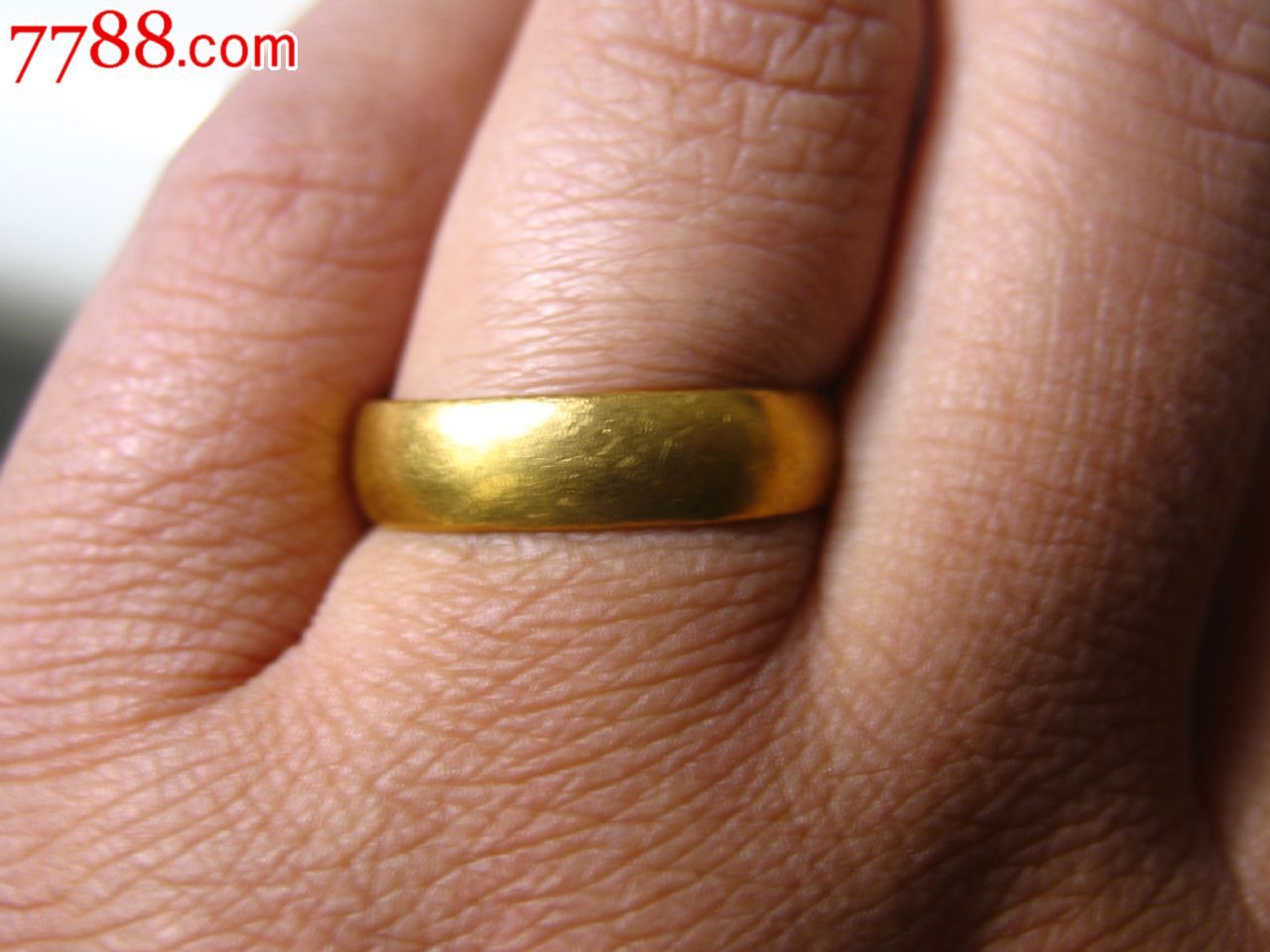 清末民国～杭州～乾源～足金古玩古董韭菜光边戒指《老金馏子》收藏