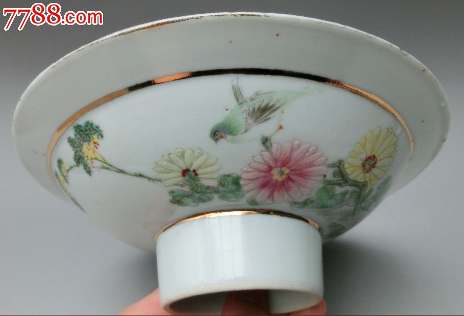 传世美品,花鸟宜人,大师江福昌,民国高足粉彩果盘
