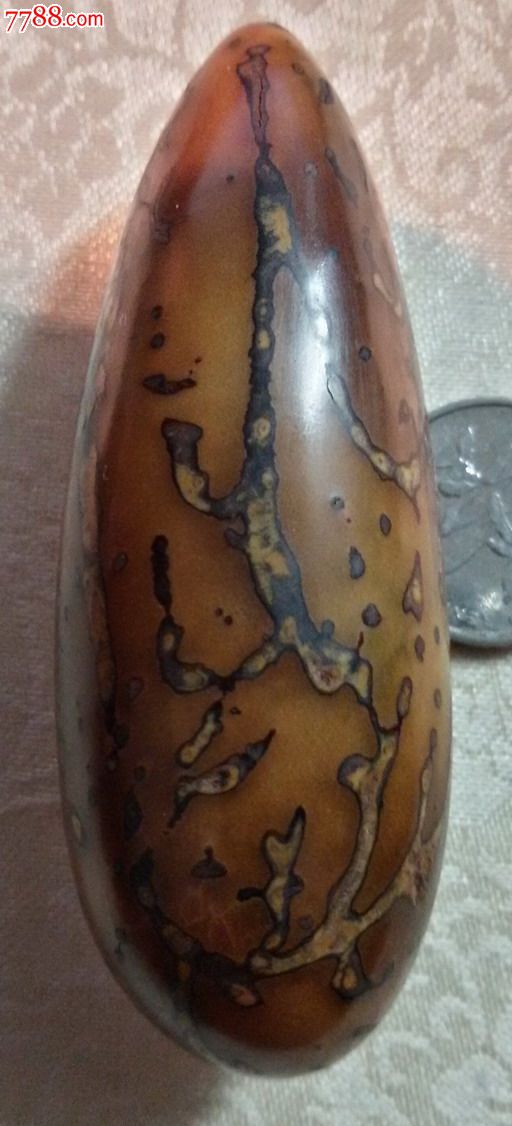 千眼菩提-把玩的有些年头了-玉化-怎么看怎么老-油光滑亮-7cmx2.6cm