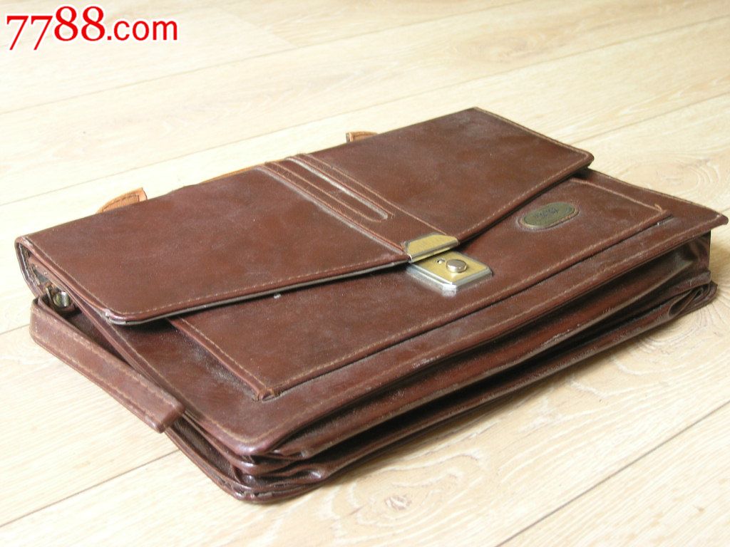 怀旧收藏141105-80年代高级皮面塑里手提干部公文包