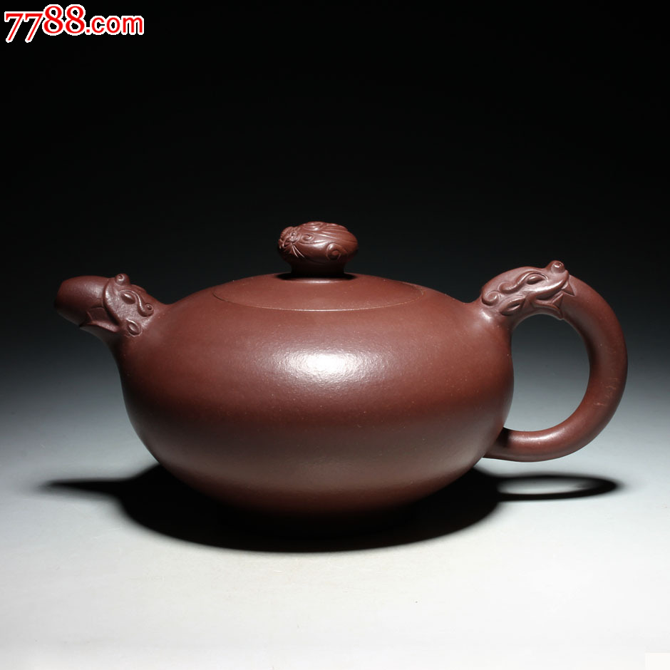 紫砂茶壶宜兴一厂老壶万霞手工紫泥双龙戏珠壶