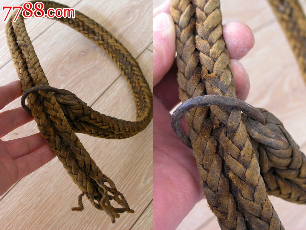 马帮遗旧141202-边疆早期手编牛皮马笼头皮带一套送肚带一根