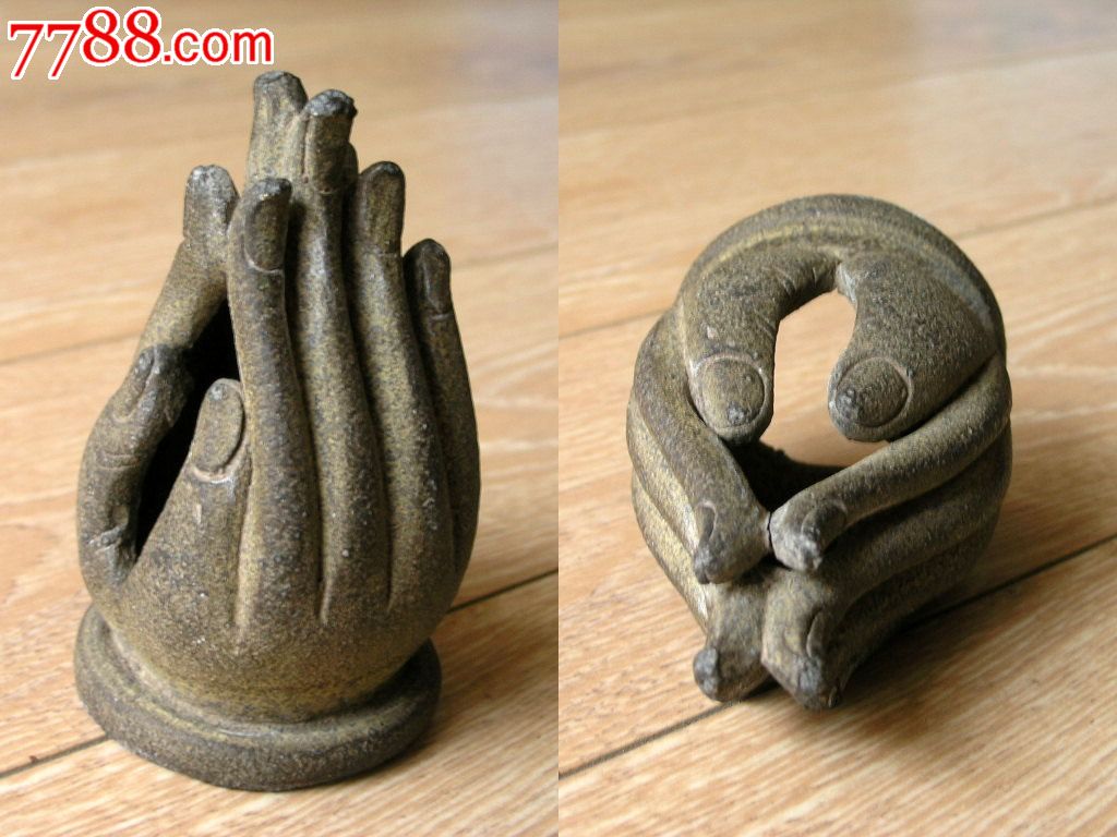 古朴端庄佛教合十铜佛手摆件