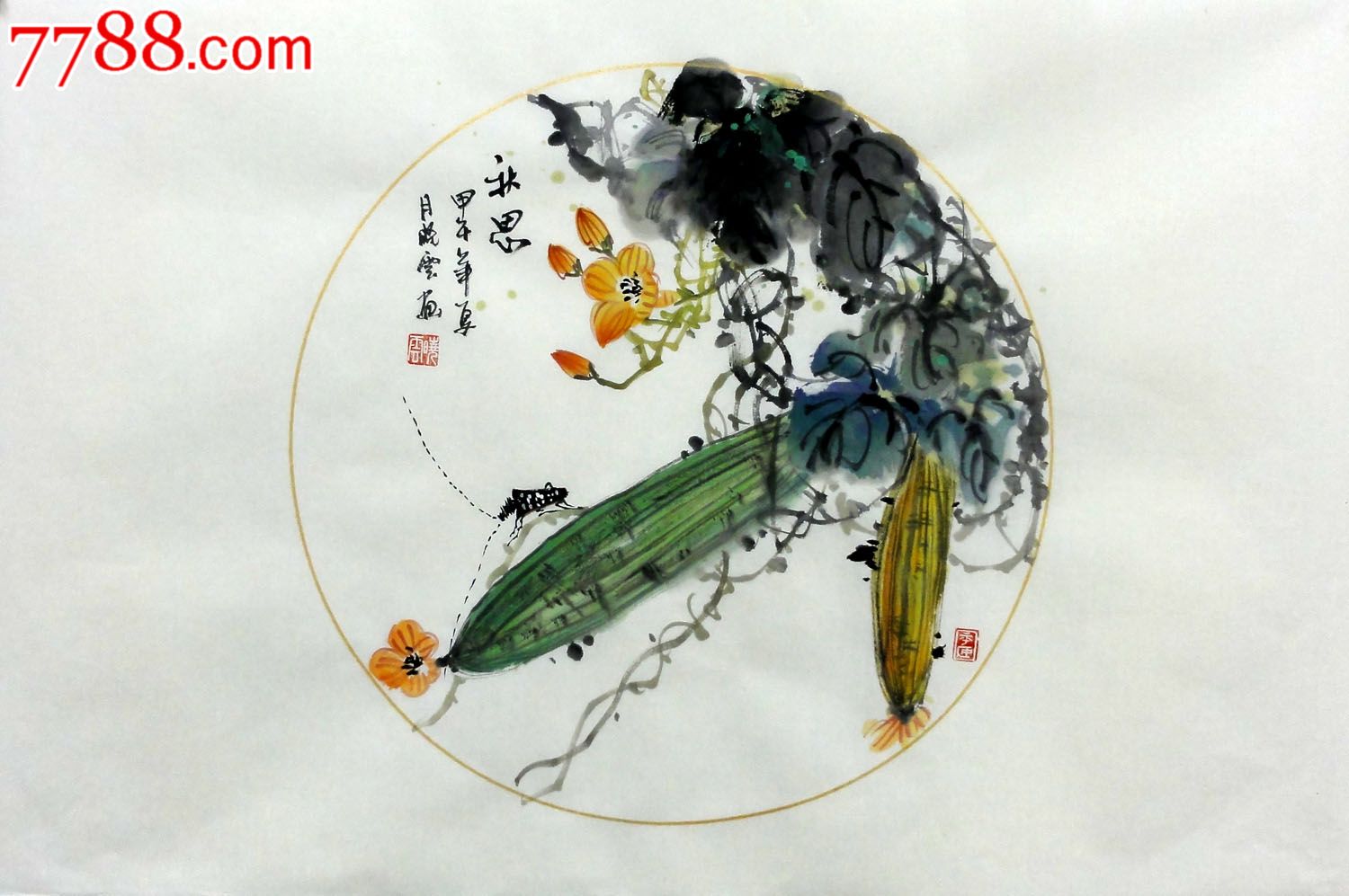 客厅卧室装饰梁晓云四尺三开横幅纯手绘国画花鸟作品【秋思】p7333