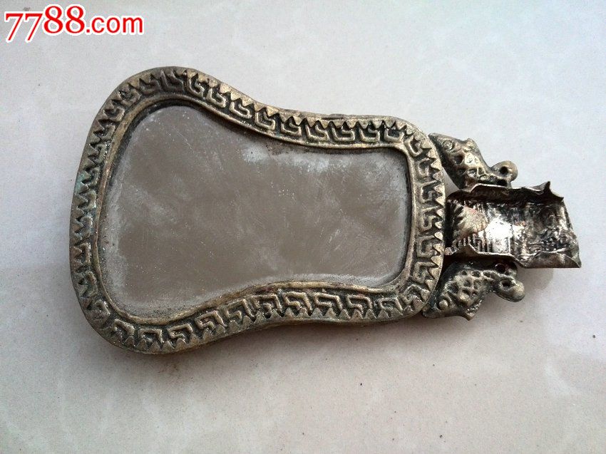 光绪三年,手拿镜,铜镜,年代不详,白铜,长方形,龙/凤纹,其他铭文,其他