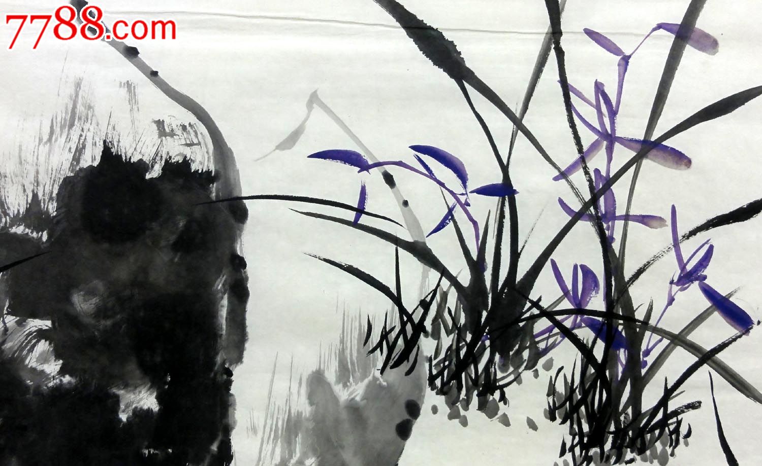 l-p7418李墨四尺斗方写意花鸟手绘国画作品兰花【香色幽雅】