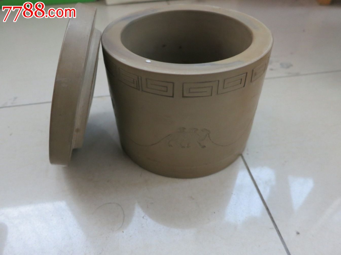 郭景声子玉款胡人拉骆驼蟋蟀盆,蛐蛐罐(全品)!