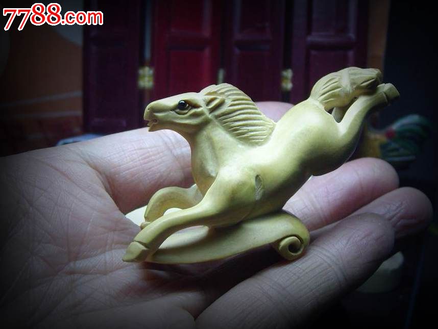 吉川黄杨木雕吉川,本名刘吉山雕刻大师精品骏马生肖马到成功马上发财