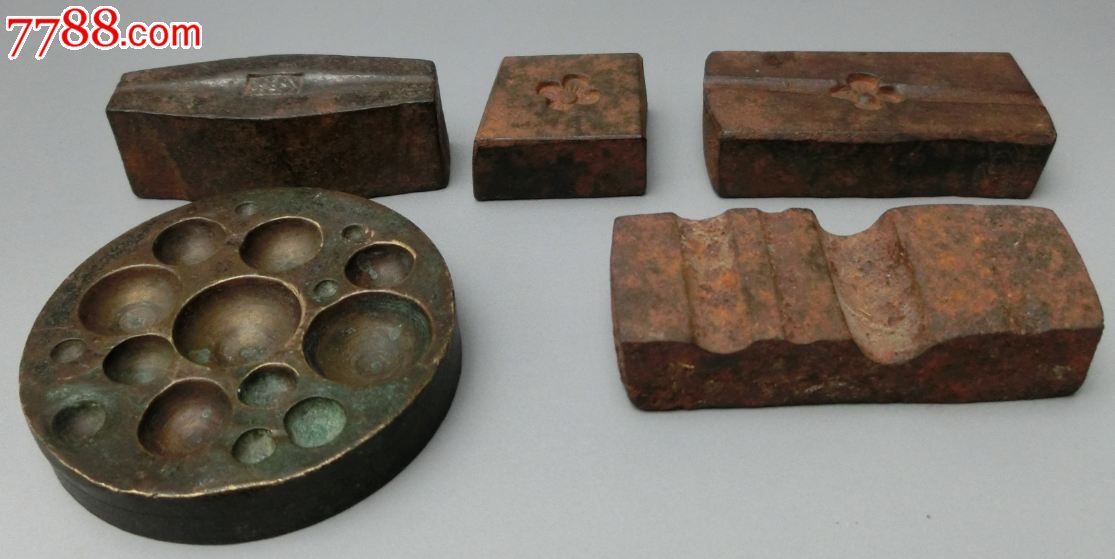 开门美品,老银匠的吃饭工具,民国金银饰品模具一套