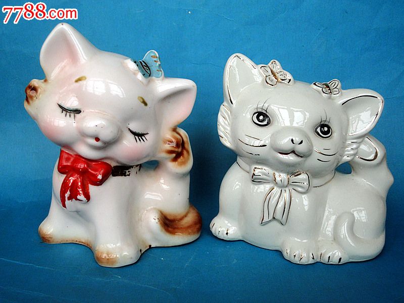 2只小猫存钱罐储蓄罐储钱罐扑满一起出特价