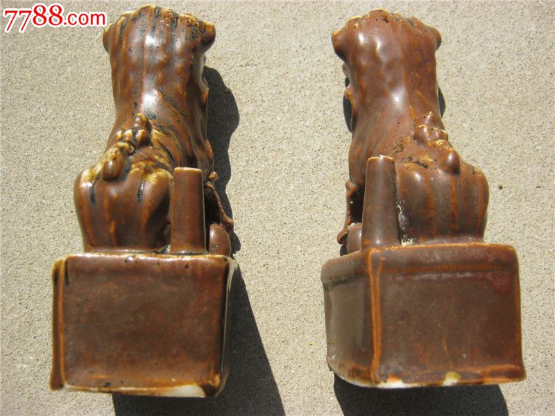 清雍正德化窑紫金釉狮子香插一对-se28067436-酱釉瓷/紫金釉-零售-778