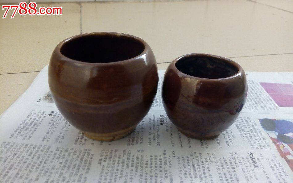 民国陶罐两个陶拔罐挂釉火罐老陶罐旧陶器民俗收藏品