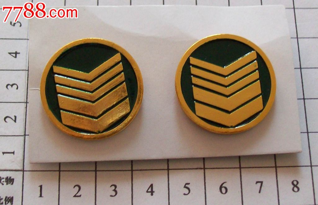 台湾陆*铝制老式草绿服士官长领章/肩章/徽章/纪念章