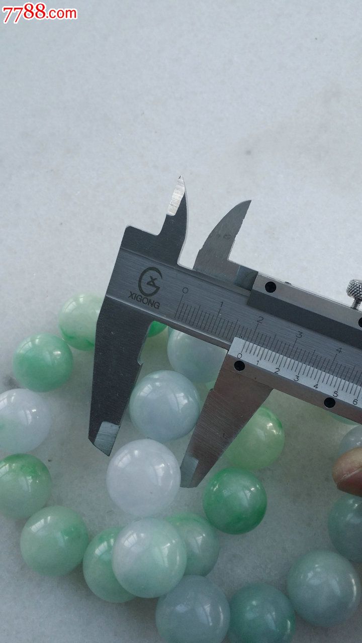 老翡翠糯种正圆飘绿淡紫珠子手链男士手链珠子18mm两条