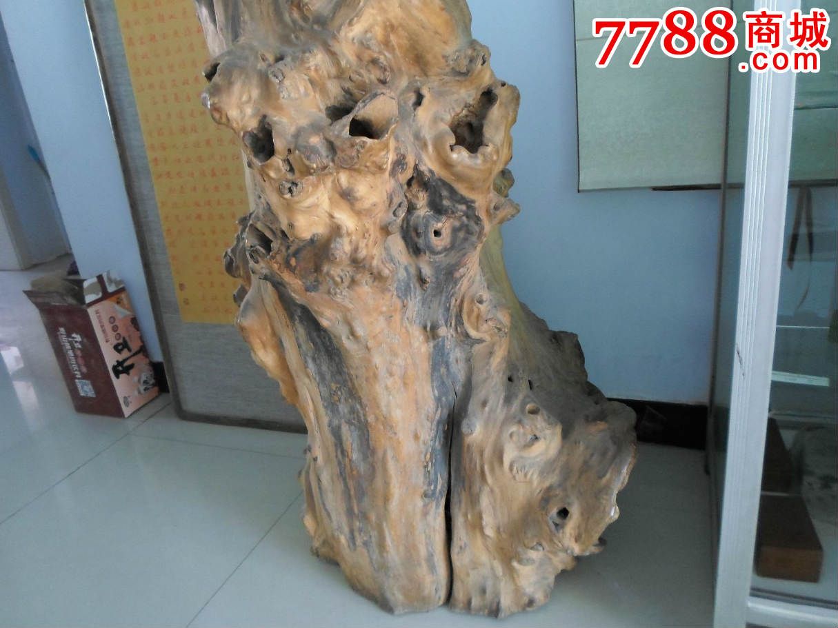 纯天然无人工雕饰雷击木榆木树雕一对