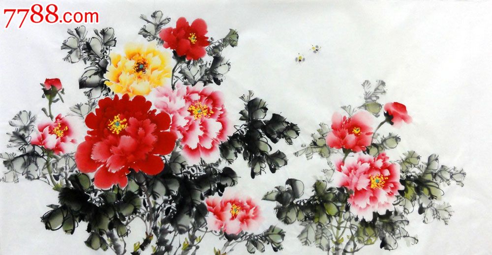 牡丹l-p7782无款四尺全开写意花鸟装饰送礼吉祥画花开富贵