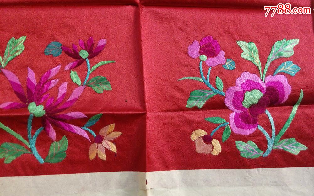 清代花卉绣片老手工刺绣花卉图绣片老绣品包老真