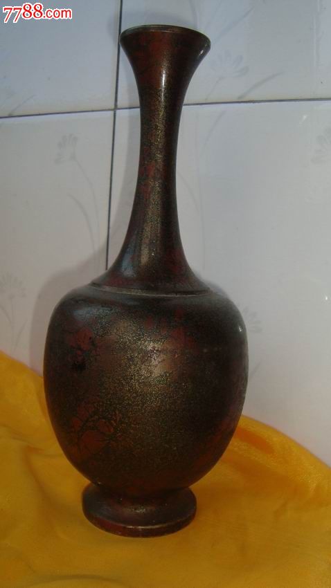 长颈梅瓶(高250毫米,肚径100毫米,535克)好品!-se29044014-铜壶/铜瓶-