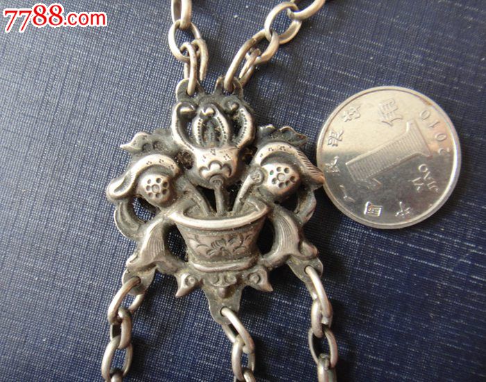 小步古玩※清代工艺很好的银三件三样挂件