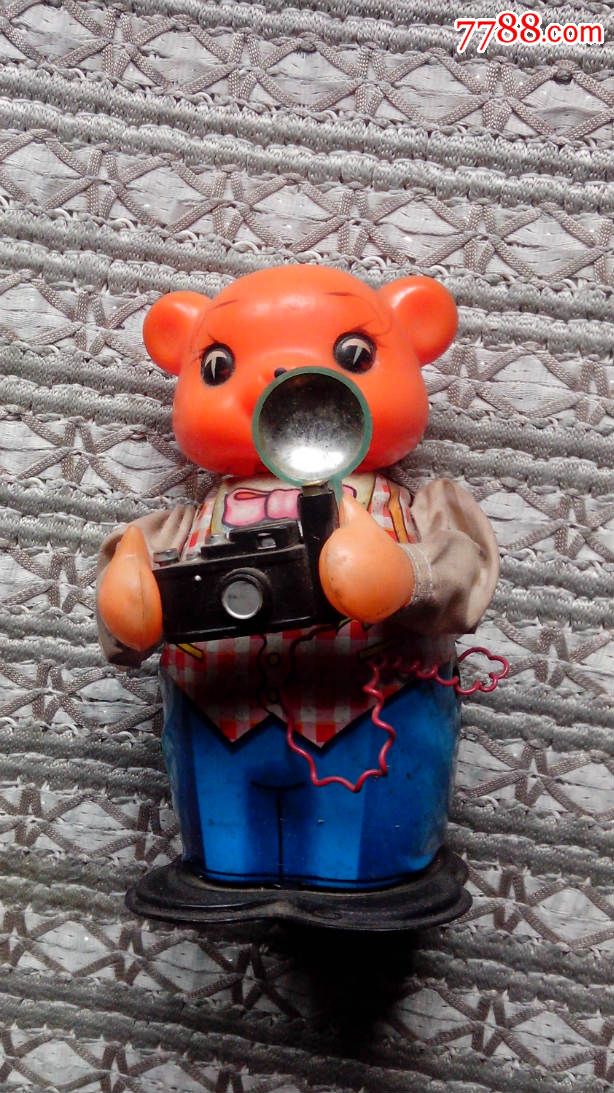铁皮玩具老玩具文革玩具古董玩具怀旧儿童经典发条电动玩具小熊照相