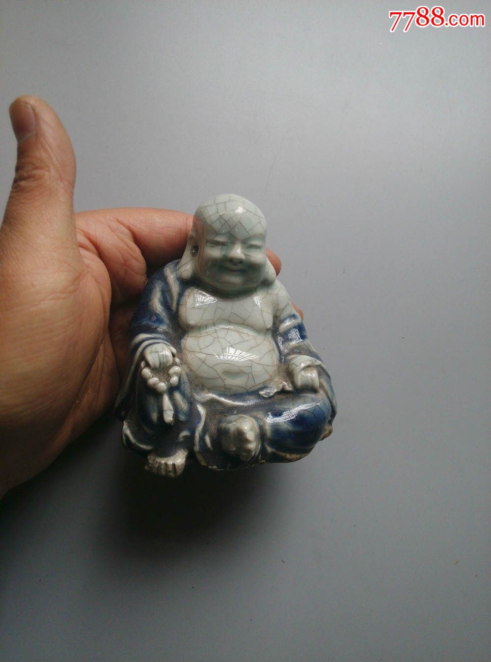 晚清民国蓝釉弥勒佛一尊-价格:680元-se29228113-雕塑瓷/瓷雕-零售
