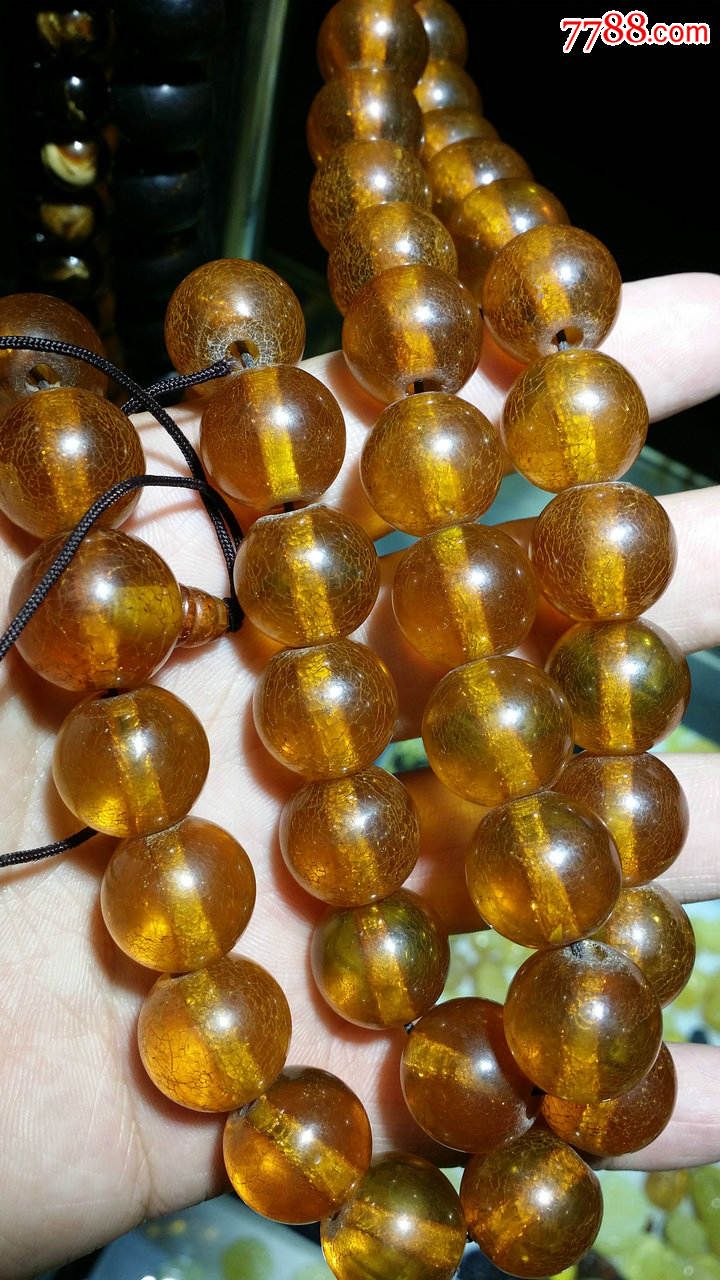 冰裂老琥珀108颗串佛珠颗颗精品珠子16mm