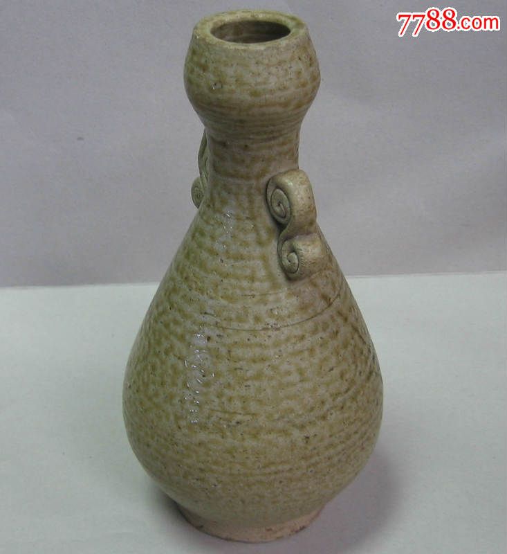 高古瓷器老窑瓷器——隋唐青瓷卷云耳蒜头瓶【开门好器型】