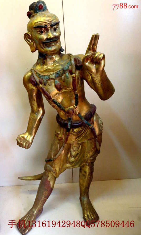 罗汉鎏真金铜像藏佛像,尼泊尔佛像