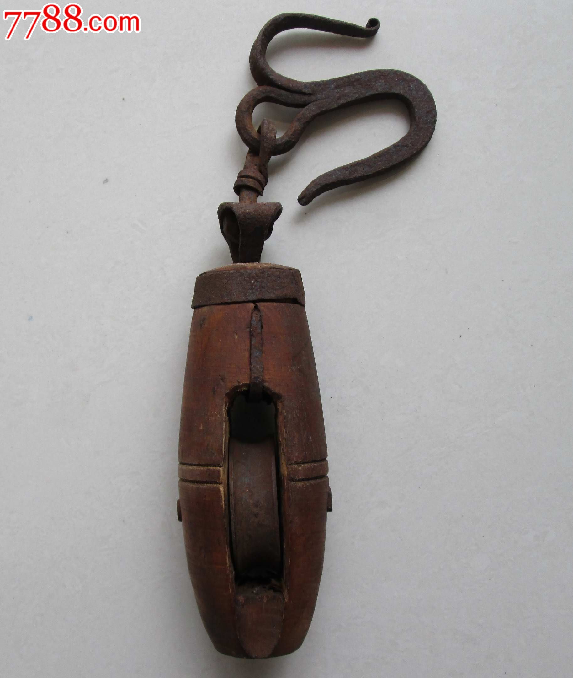 解放初期50年代,嘉善县干窑建筑社出品,木铁滑车滑轮