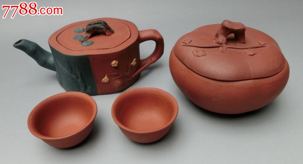 国营茶厂,库存精品,艺师蒋金仙,老紫砂梅花茶具套装,紫砂壶,八十年代