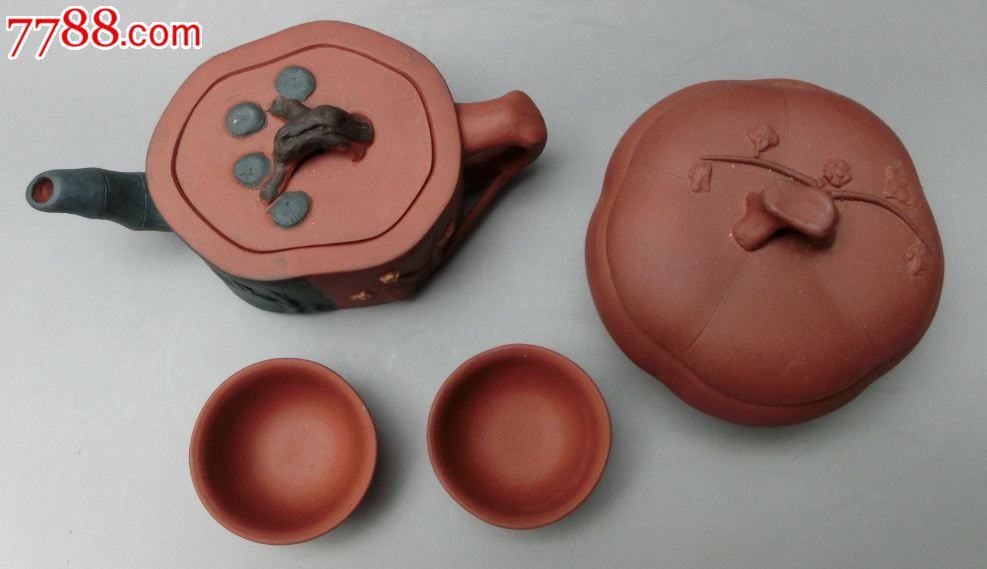 国营茶厂,库存精品,艺师蒋金仙,老紫砂梅花茶具套装,紫砂壶,八十年代