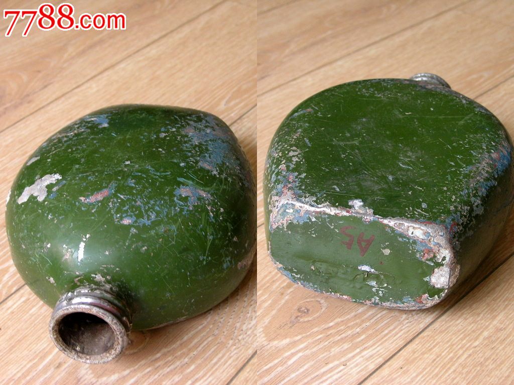 滇西抗战遗物-日军昭五式铝制水壶1505a05-大号真品原漆