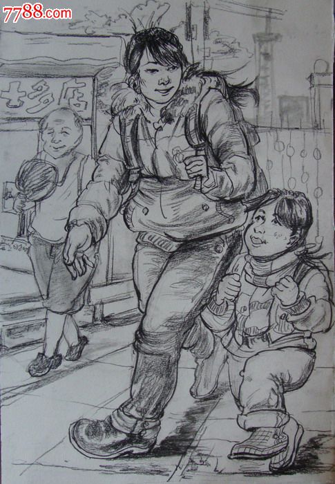 【画院学生·素描绘画原稿】人物·妈妈和孩子-se30115233-素描/速写