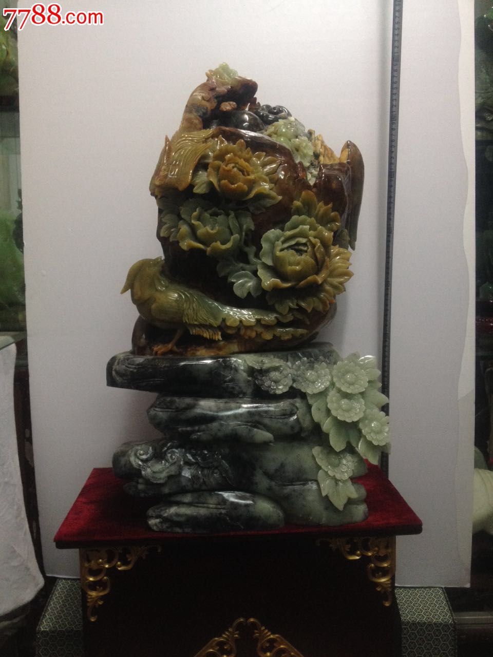 a122岫玉落地花料摆件:花开富贵_岫岩玉_典雅集藏品鉴【7788收藏