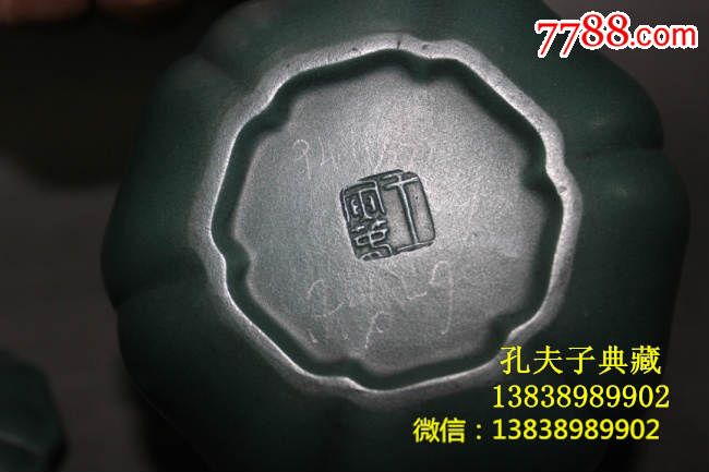 蓝宝石民国绿老紫砂壶全手工锦囊壶瓜棱抽角壶文革壶王寅春