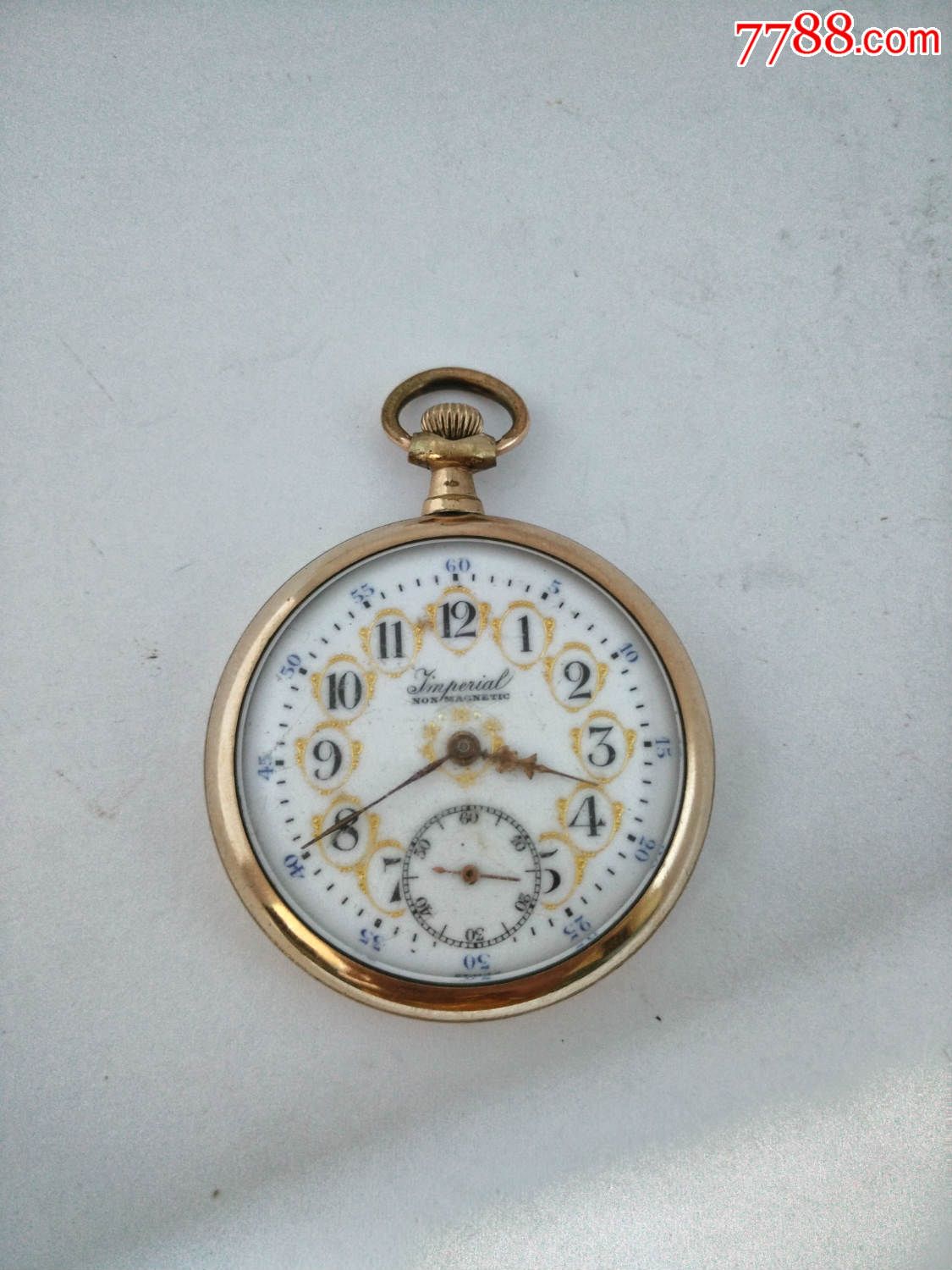 瑞士珐琅包金古董老怀表走时瓷盘完好!直径44