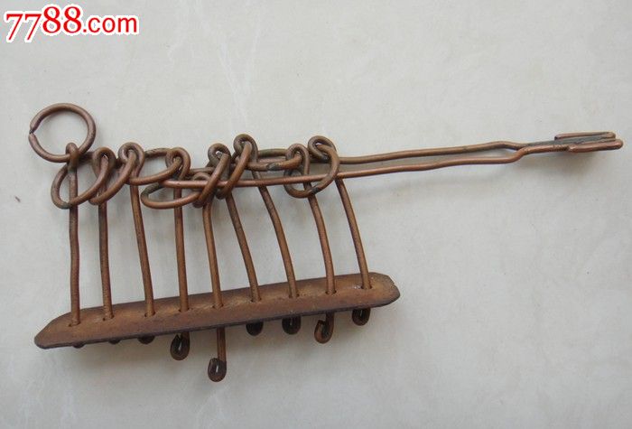 小步古玩※五六十年代自制的智力玩具九连环