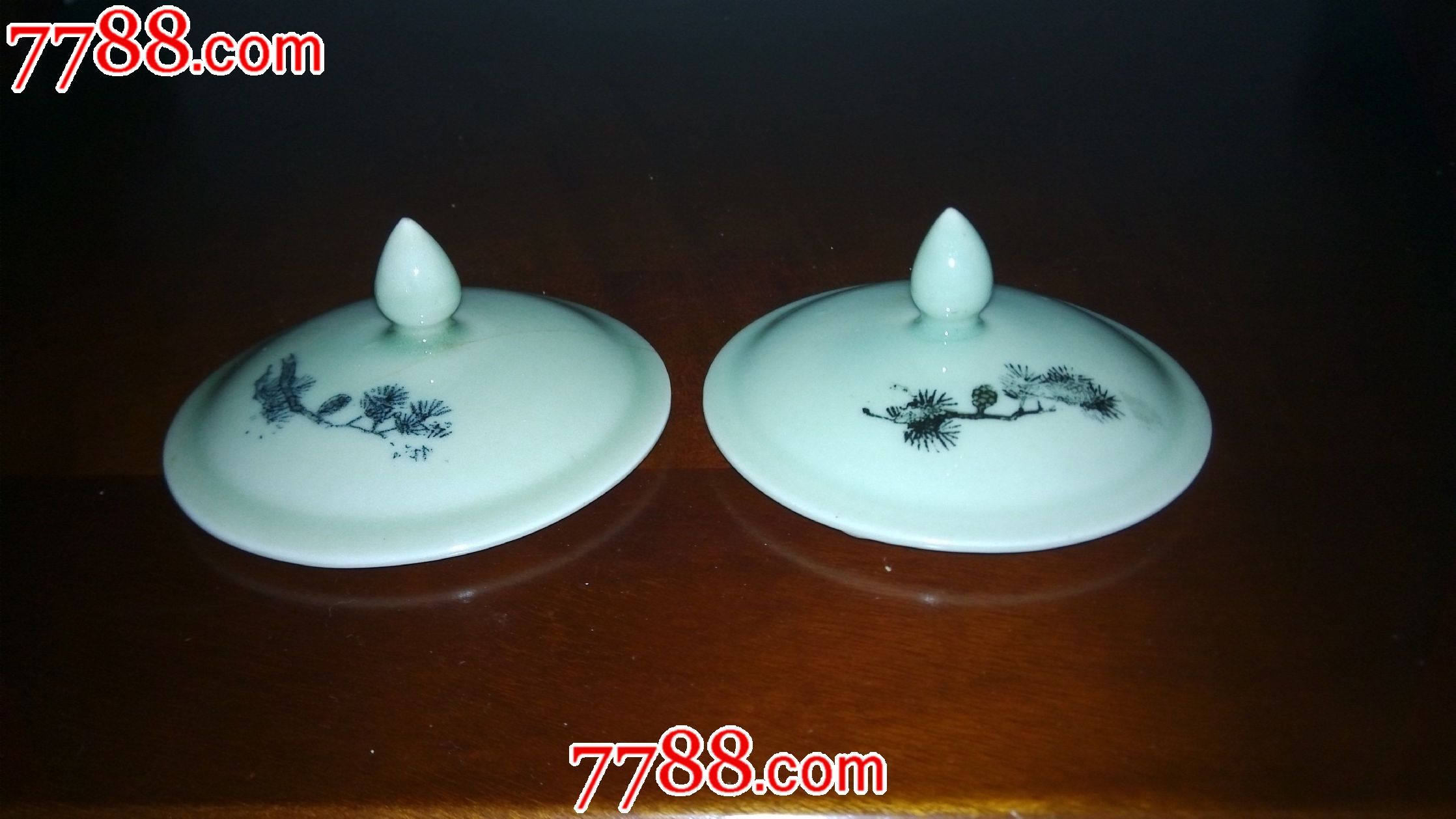 文革龙泉窑杯盖一对