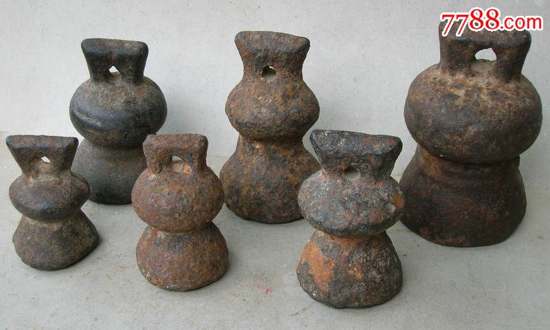 古代葫芦形铁权6枚/批(少见)
