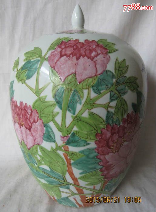 张子帅浅绛彩花鸟纹冬瓜罐