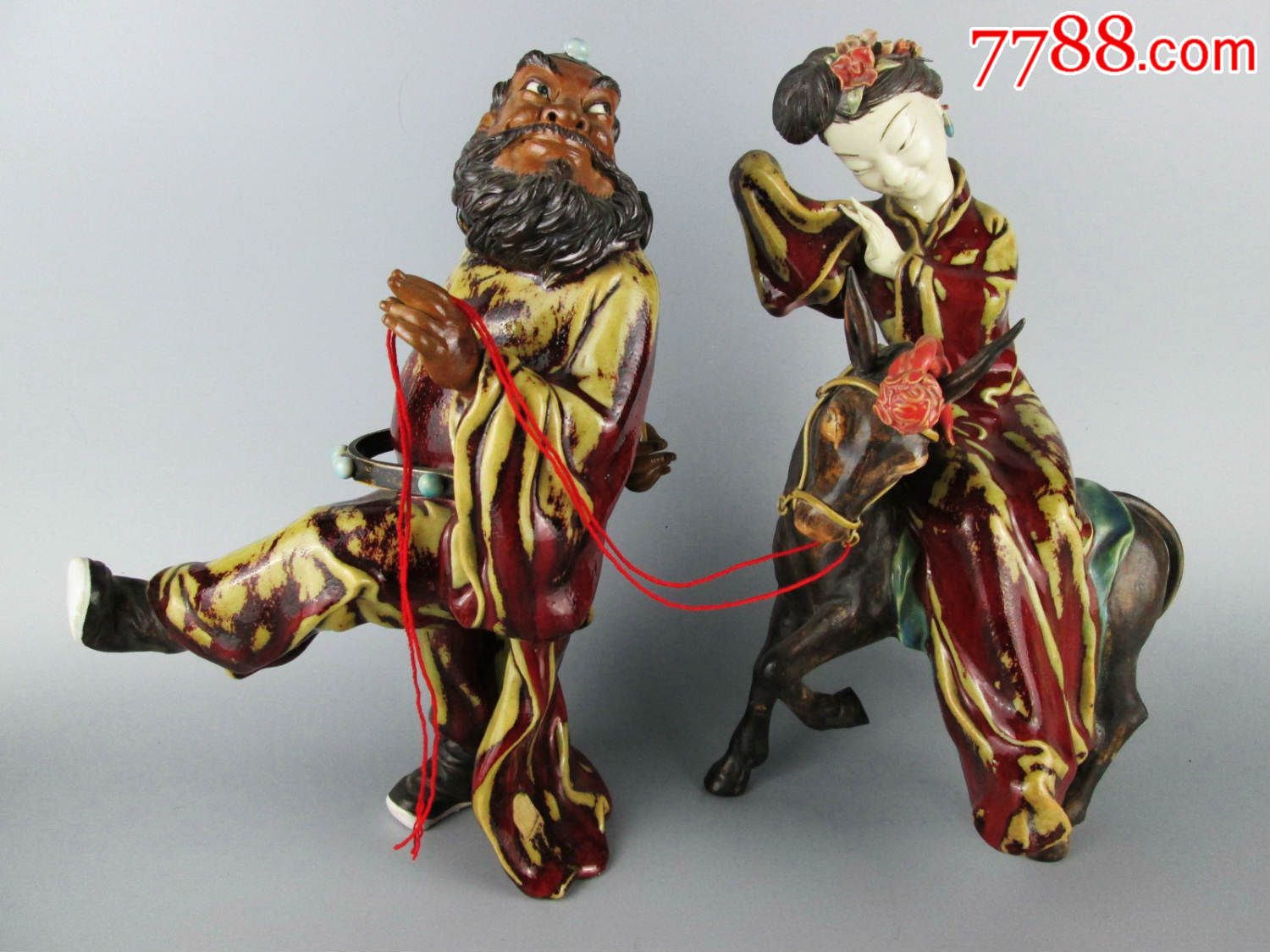 广东省陶瓷艺大师冼有成作品---钟馗嫁妹(石湾窑)