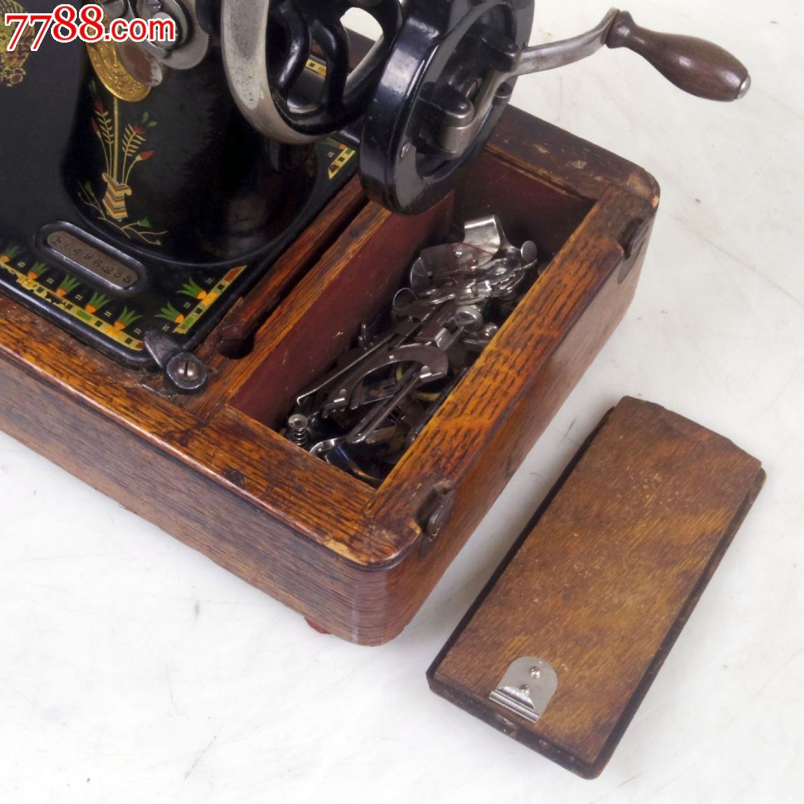 老物件1920年代英国胜家singer古董手摇缝纫机8品正常工作带箱