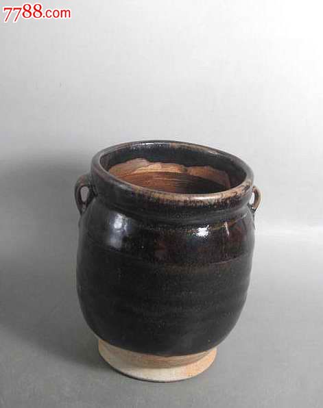 黑釉双系小罐