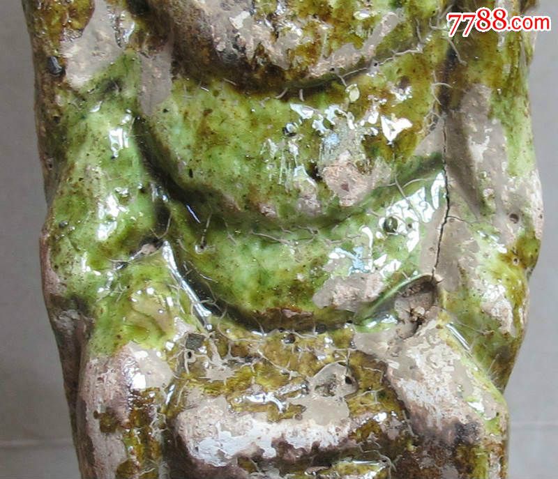 古玩釉陶老窑古瓷器——辽代三彩绿釉佛像【大开门好题材好品相!】