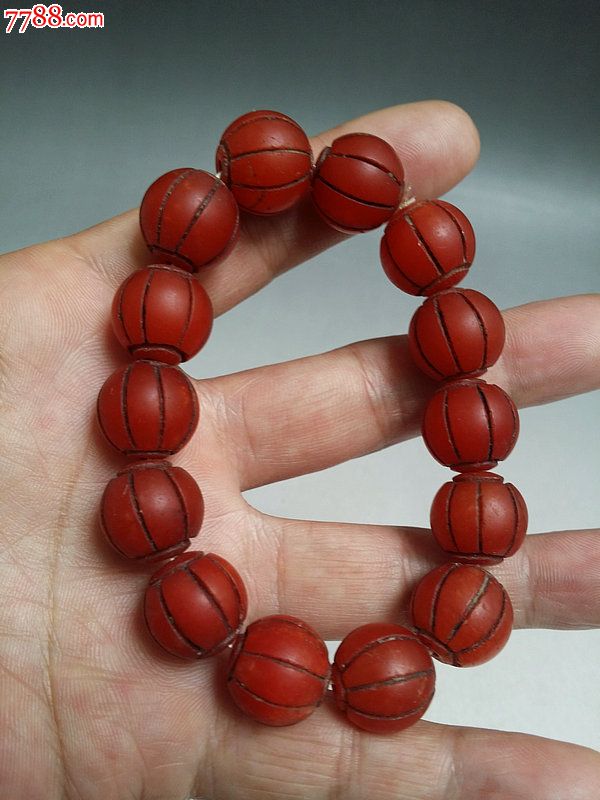 古玉老玉清代老货老玛瑙南红玛瑙灯笼形手链手串红红火火